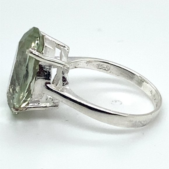 Prasiolite 6.01ct Platinum Finish Solid 925 Sterling Silver Ring - Picture 6 of 6